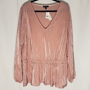 Lane Bryant Blush Pleated V-Neck Blouse